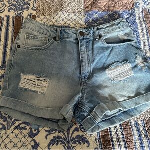 Forever 21 Light Blue Distressed Jean Shorts